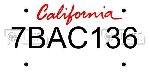7BAC136 California License Plate