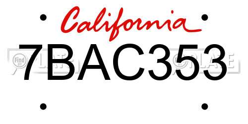 7BAC353 California License Plate