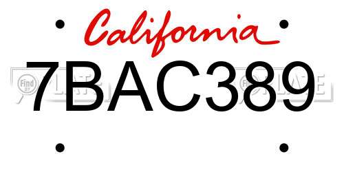 7BAC389 California License Plate