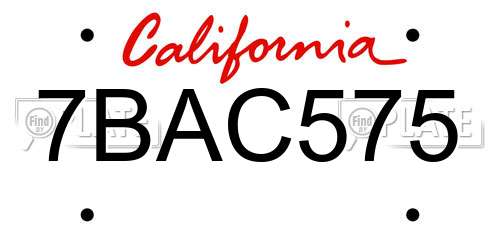 7BAC575 California License Plate