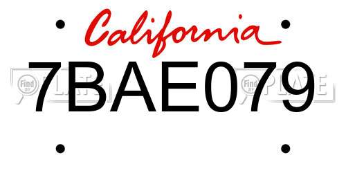 7BAE079 California License Plate