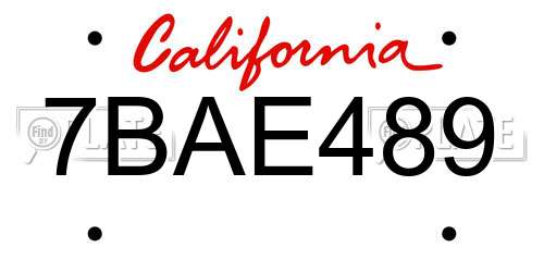7BAE489 California License Plate