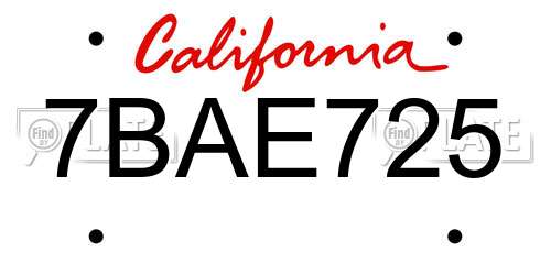 7BAE725 California License Plate