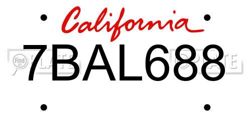 7BAL688 California License Plate