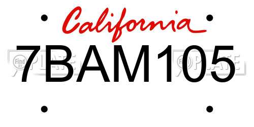 7BAM105 California License Plate
