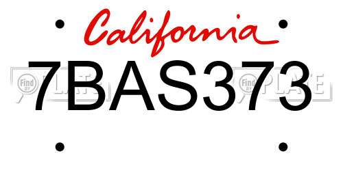 7BAS373 California License Plate