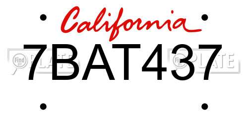 7BAT437 California License Plate