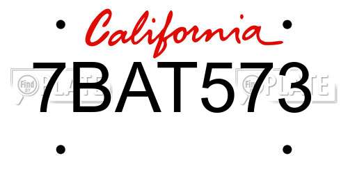 7BAT573 California License Plate
