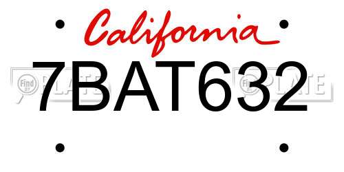 7BAT632 California License Plate