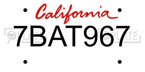 7BAT967 California License Plate