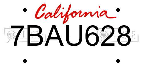7BAU628 California License Plate