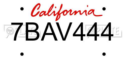 7BAV444 California License Plate