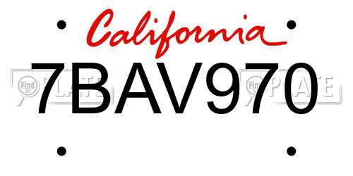 7BAV970 California License Plate