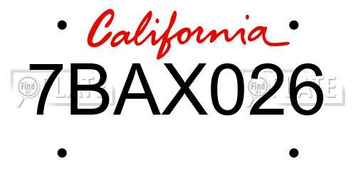 7BAX026 California License Plate