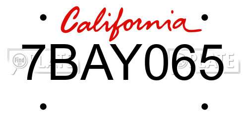 7BAY065 California License Plate