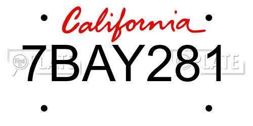 7BAY281 California License Plate