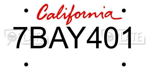 7BAY401 California License Plate