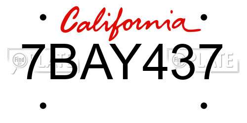 7BAY437 California License Plate