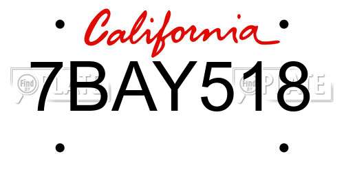 7BAY518 California License Plate