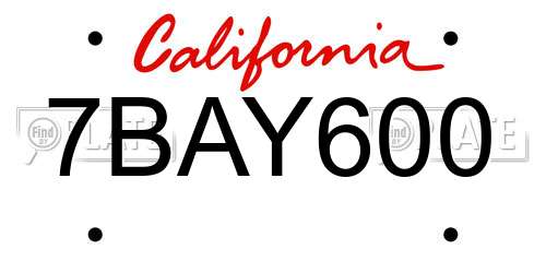 7BAY600 California License Plate