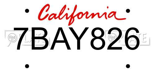 7BAY826 California License Plate