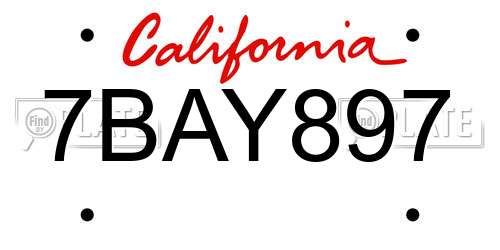 7BAY897 California License Plate