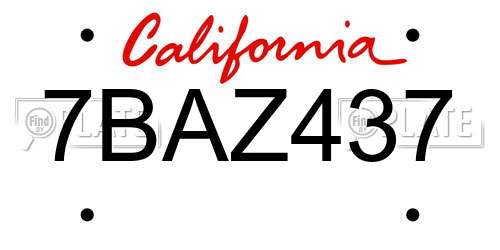 7BAZ437 California License Plate