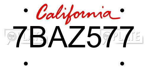 7BAZ577 California License Plate