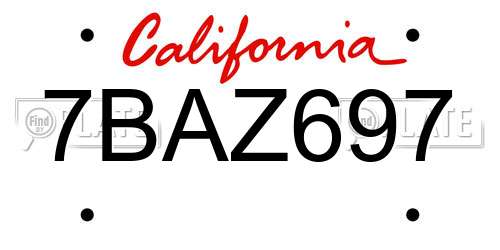 7BAZ697 California License Plate