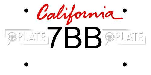 7BB California License Plate