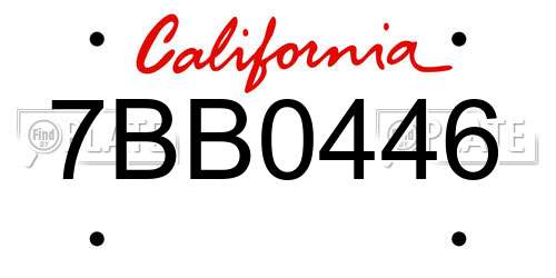 7BB0446 California License Plate