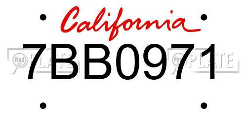 7BB0971 California License Plate
