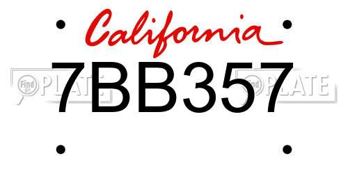 7BB357 California License Plate