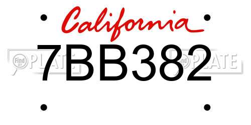 7BB382 California License Plate