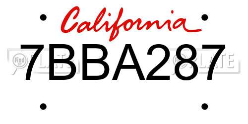 7BBA287 California License Plate