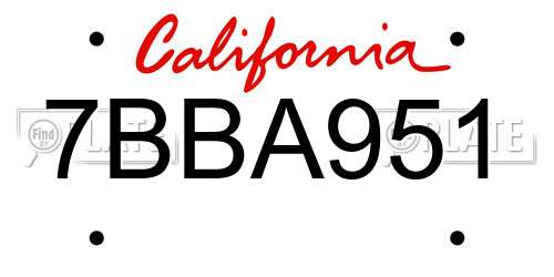 7BBA951 California License Plate