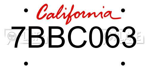 7BBC063 California License Plate