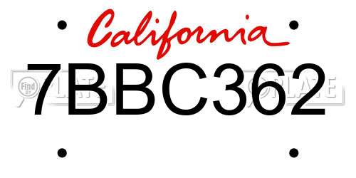 7BBC362 California License Plate