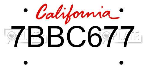7BBC677 California License Plate