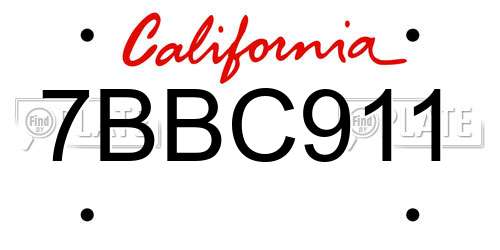 7BBC911 California License Plate