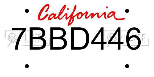 7BBD446 California License Plate