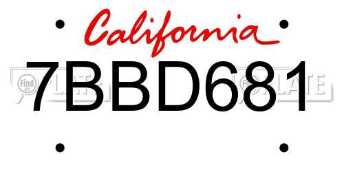 7BBD681 California License Plate