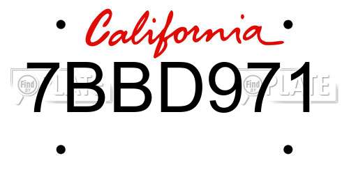 7BBD971 California License Plate