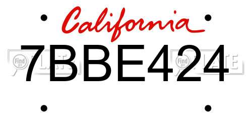 7BBE424 California License Plate