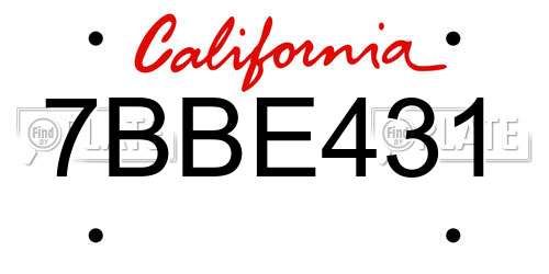 7BBE431 California License Plate