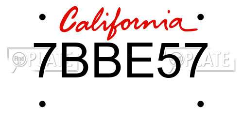 7BBE57 California License Plate