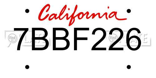 7BBF226 California License Plate