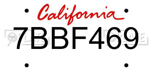 7BBF469 California License Plate