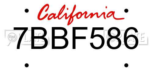 7BBF586 California License Plate