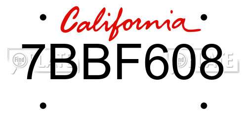 7BBF608 California License Plate